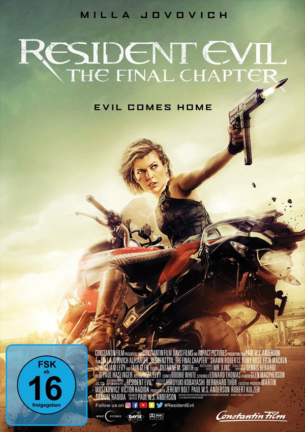 Resident Evil: The Final Chapter - Blu-ray DVD Cover FSK 16